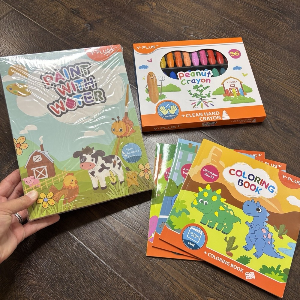 YPLUS Kids Bundle - Paint with Water Books, Peanut Crayons & Coloring Books NEW!